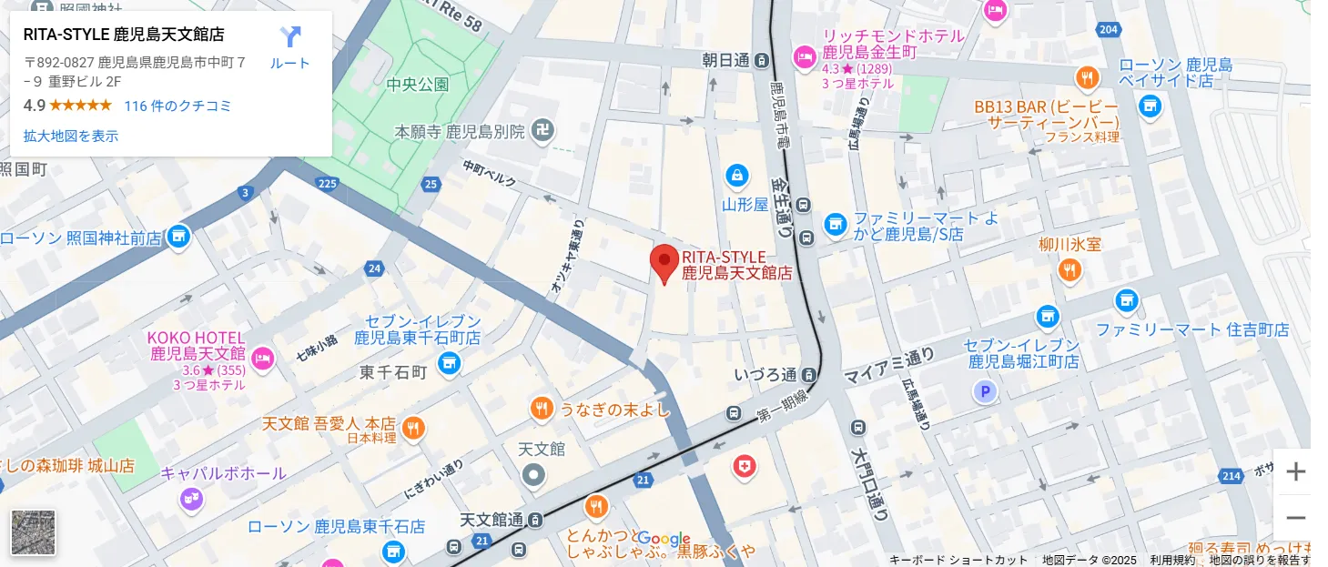 リタスタイル 鹿児島天文館店のGoogleMap